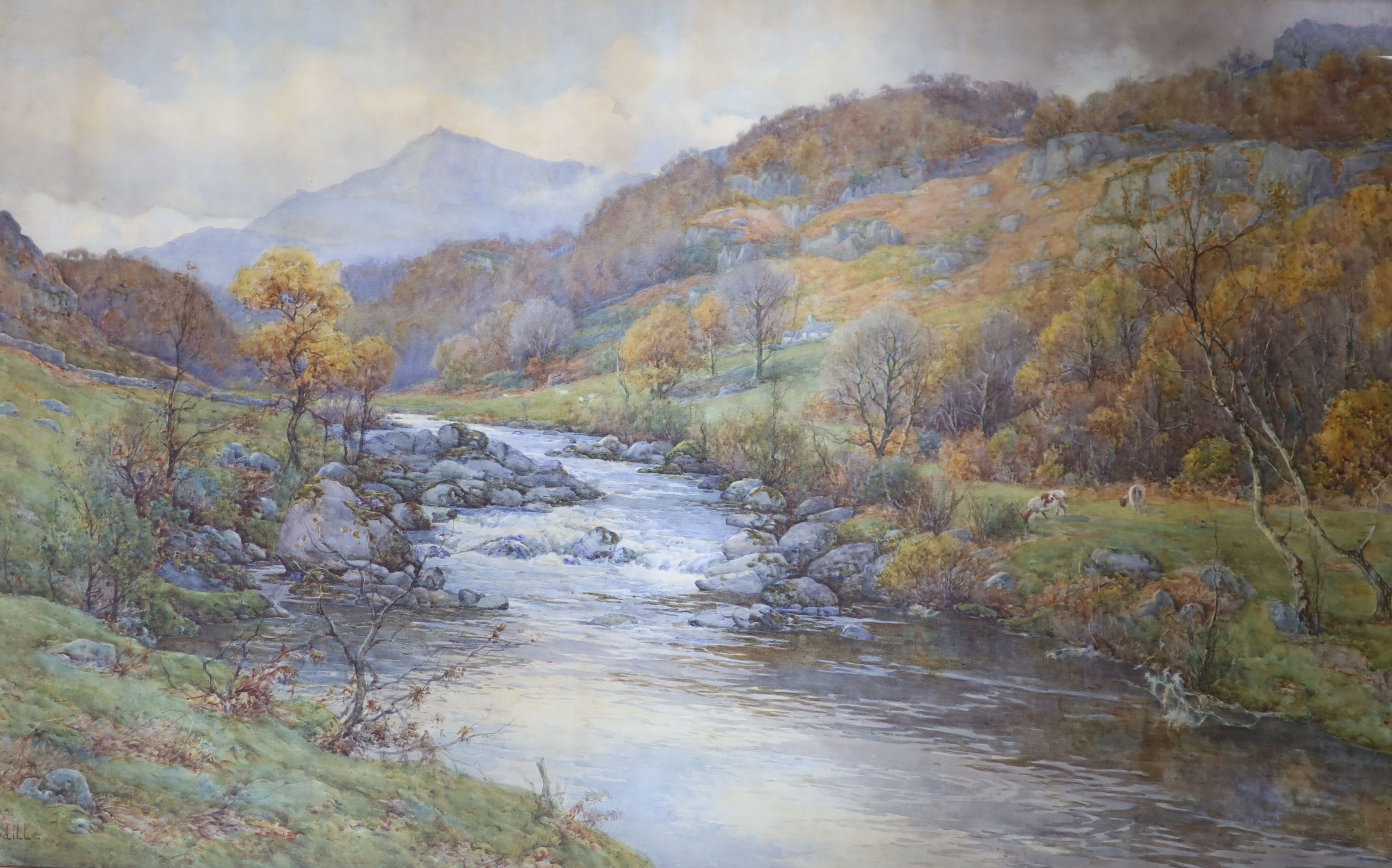 Ralph William Bardill (1876-1935), watercolour, 'The Lledr Valley', signed, 74 x 117cm